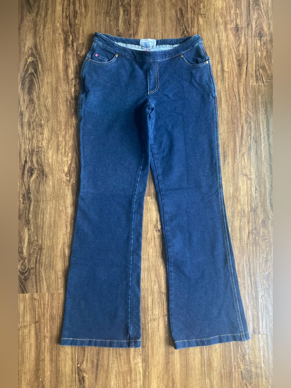 Pajama Jeans Dark Blue Women's Wide Leg Jeans — Stretch Flare Size Small